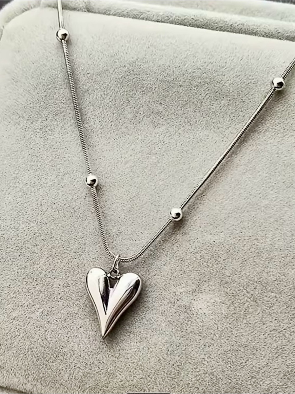 Silver Tone Heart Pendant Necklace